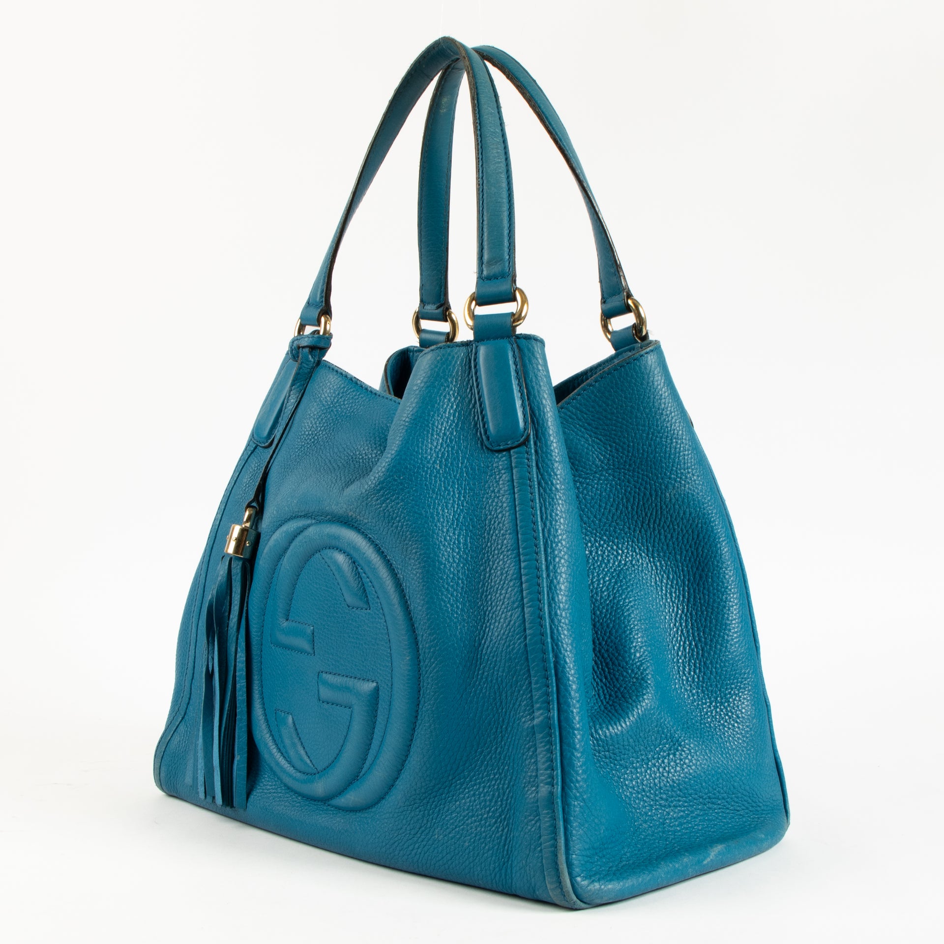 Gucci Blue Leather Soho Medium Tote Bag