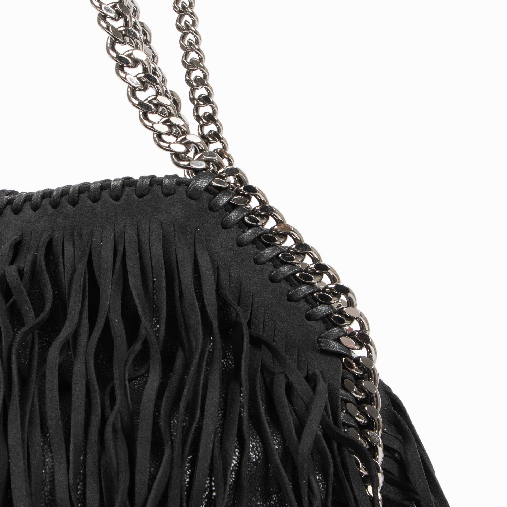 Stella McCartney Black Fringed Falabella Mini Tote Bag
