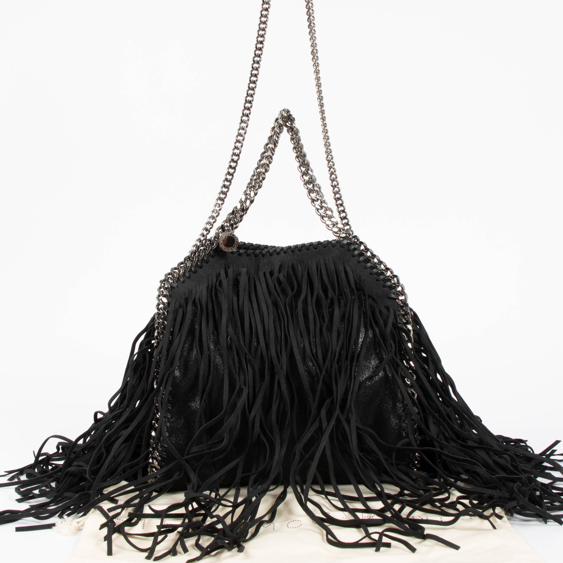 Stella McCartney Black Fringed Falabella Mini Tote Bag