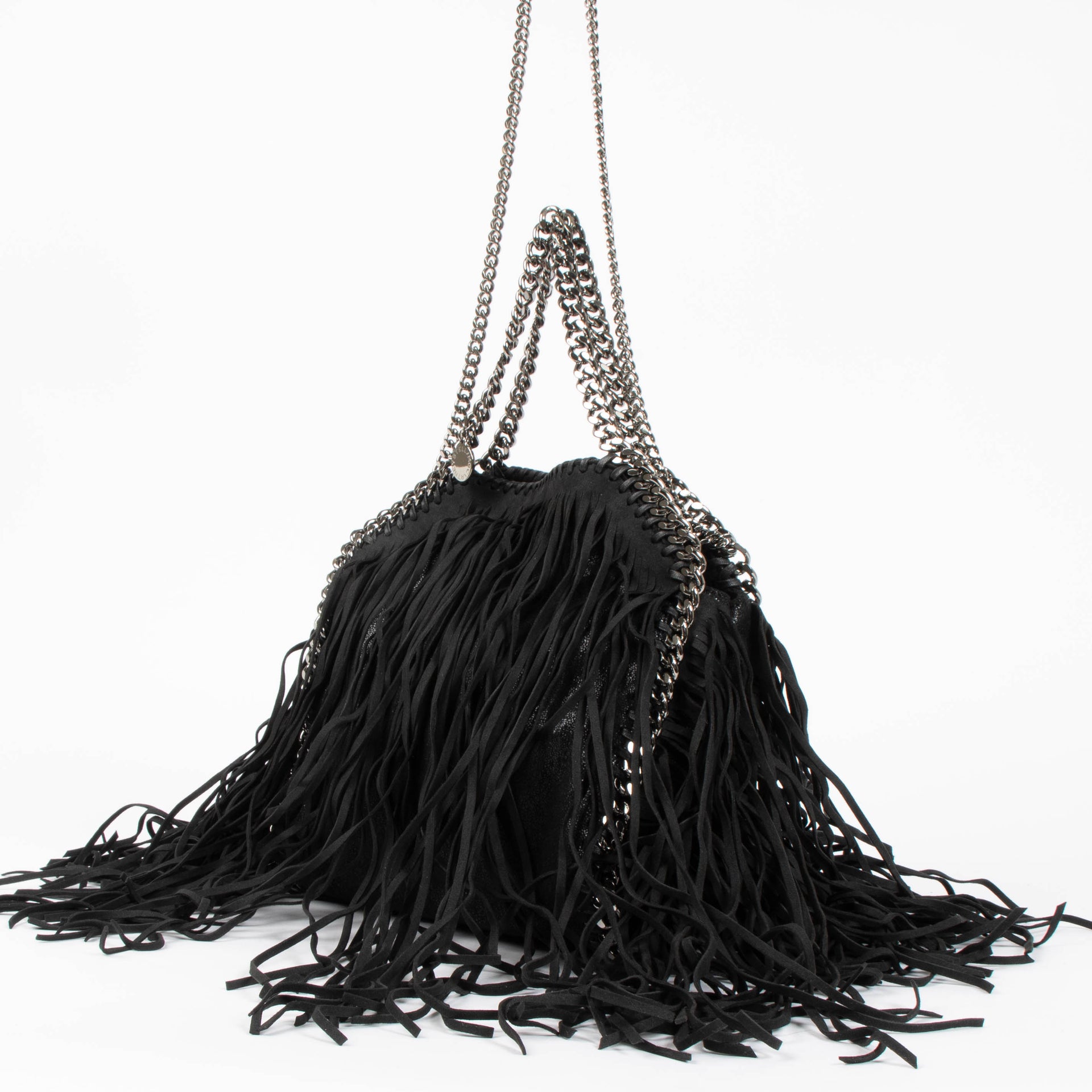 Stella McCartney Black Fringed Falabella Mini Tote Bag
