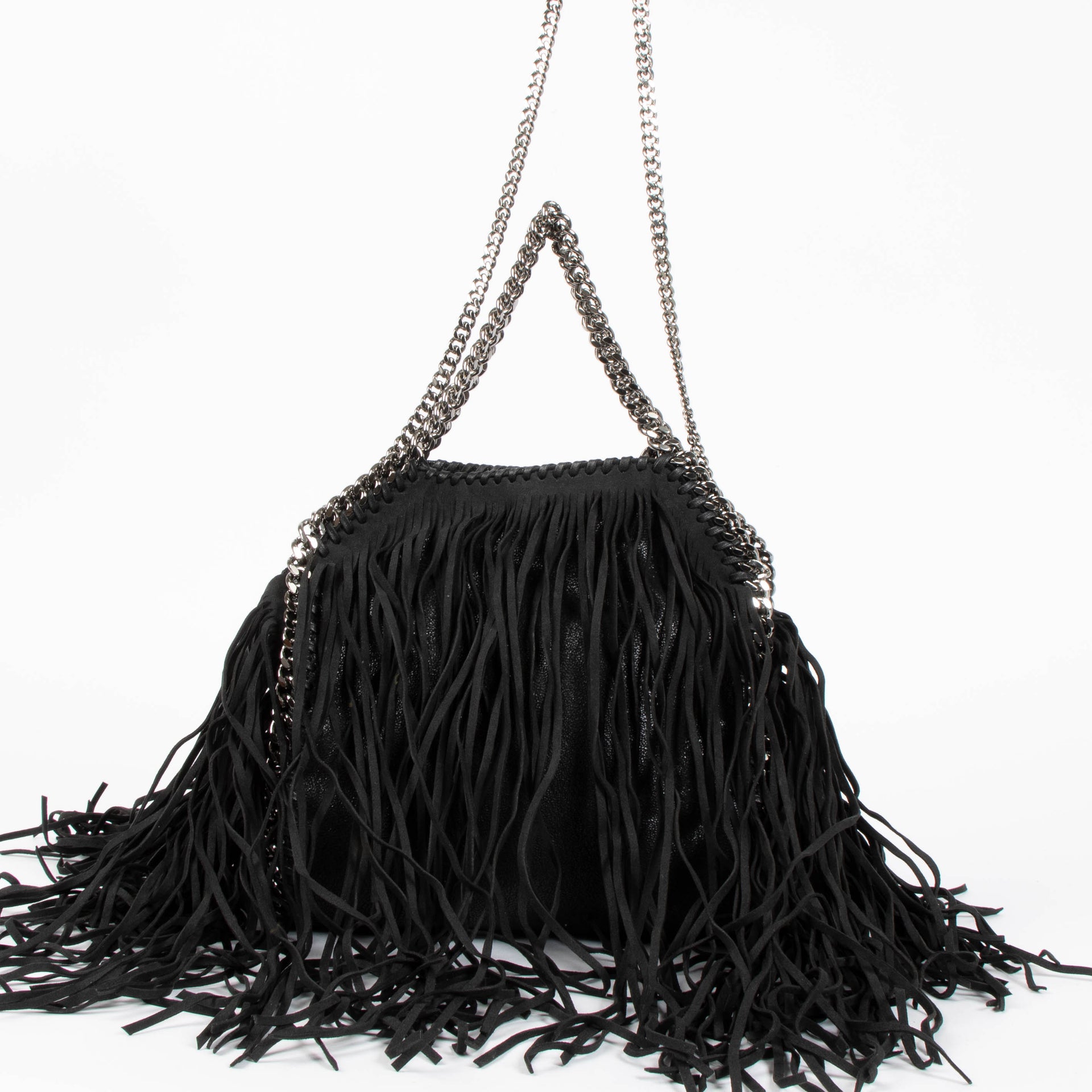 Stella McCartney Black Fringed Falabella Mini Tote Bag
