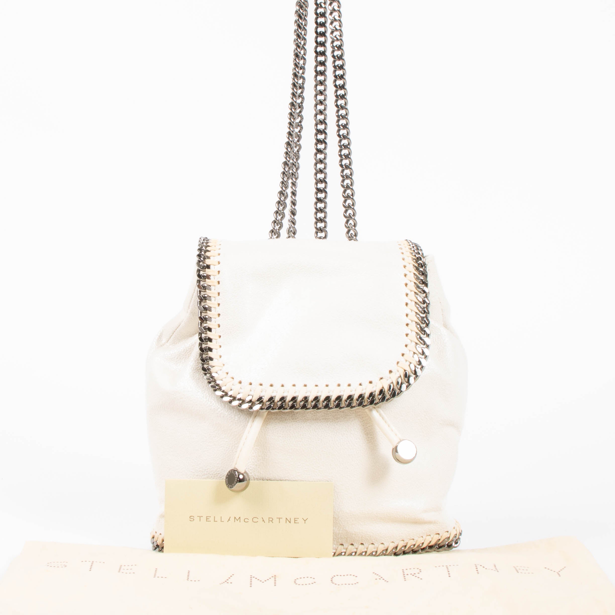 falabella mini backpack Stella McCartney Front Zip Shaggy Deer 58140 exterior zip pocket Stella McCartney White Falabella Mini