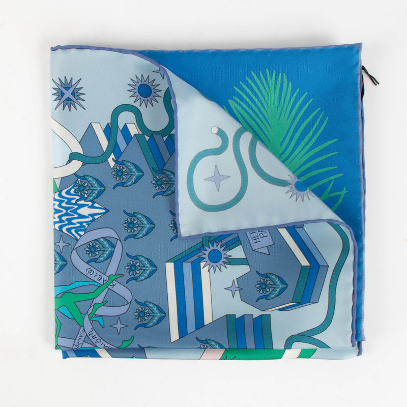 Hermes Carré de Soie 90 Hereuses Bleu