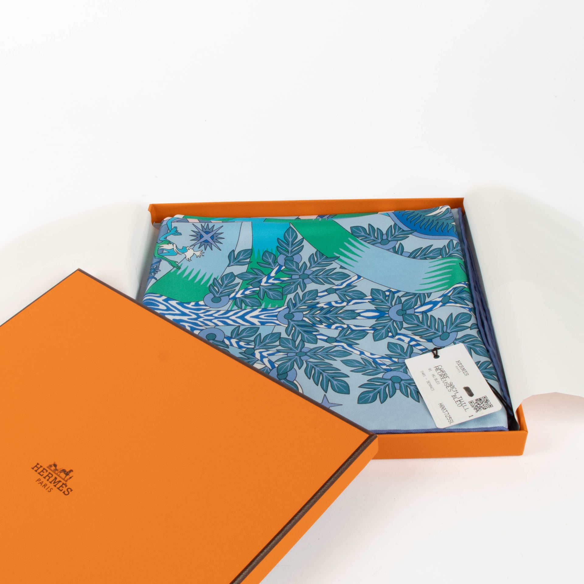 Hermes Carré de Soie 90 Hereuses Bleu