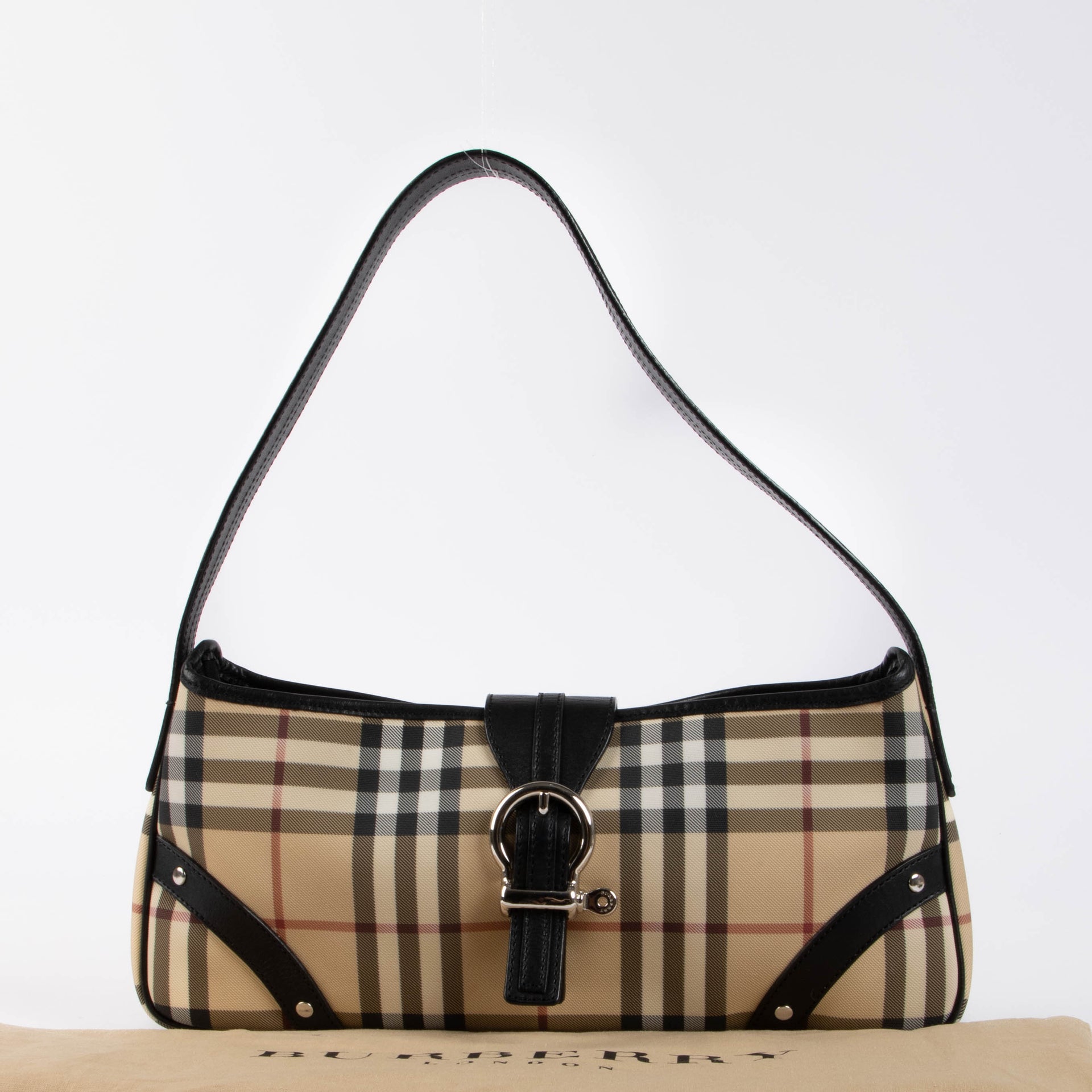 Shop this 100% authentic Burberry Beige Check Baguette Bag at Labellov.com