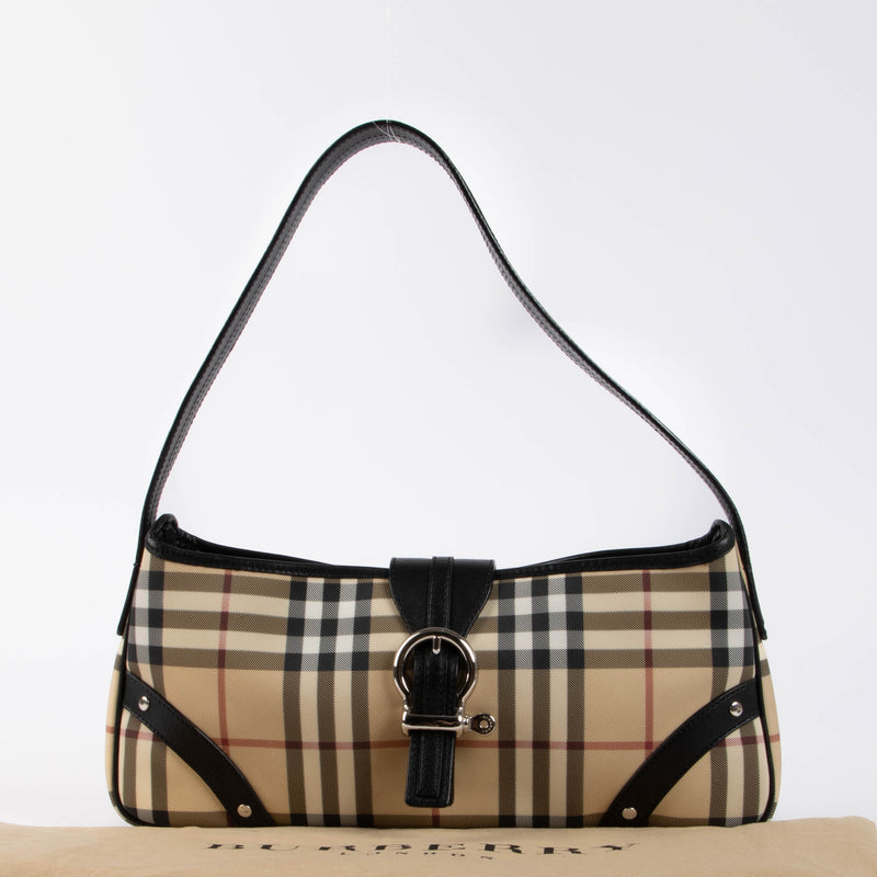 Shop this 100% authentic Burberry Beige Check Baguette Bag at Labellov.com