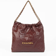 Shop the authentic Chanel 22 Burgundy Shoulder Bag second hand on Labellov.com