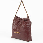 Shop the authentic Chanel 22 Burgundy Shoulder Bag second hand on Labellov.com