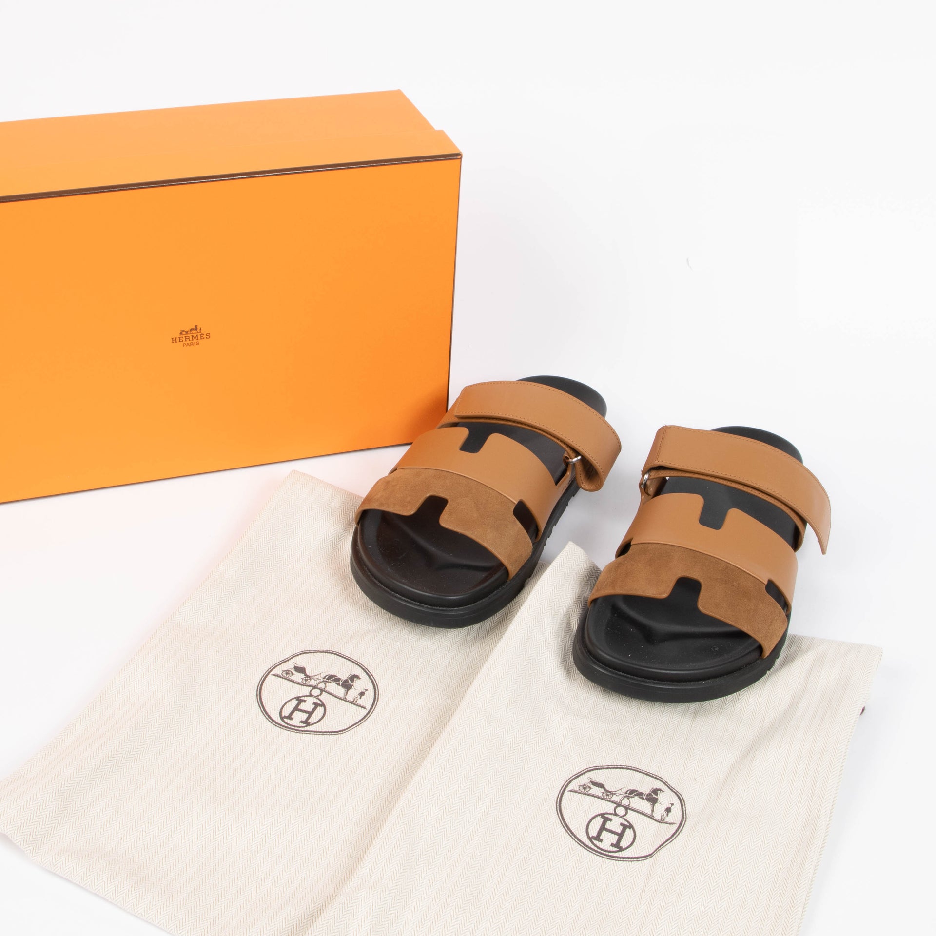 Hermes Men's Gold Chypre Sandals - Size 42
