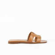 Shop the authentic Hermes Oran Brown Embroidered Sandals - Size 37 brand-new on Labellov.com