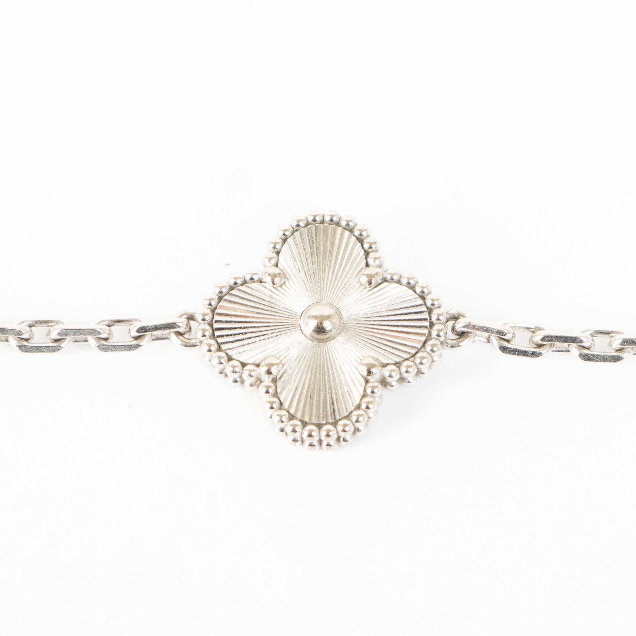Van Cleef Alhambra Bracelet Guilloché 5 Motifs Rhodium Plated 18K