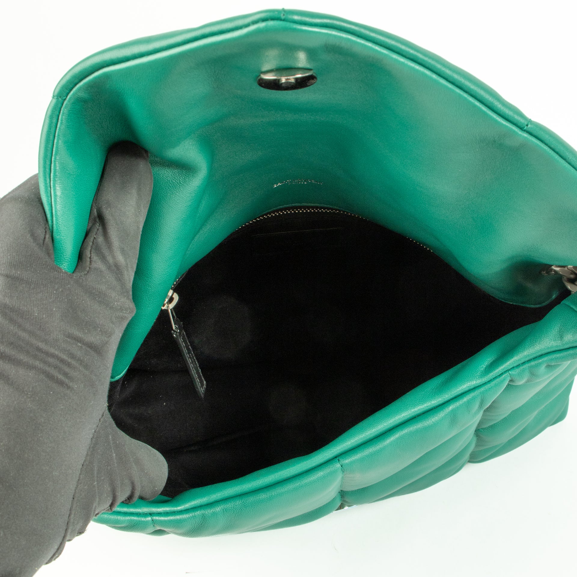 Saint Laurent Field Green Lambskin Medium Puffer Bag