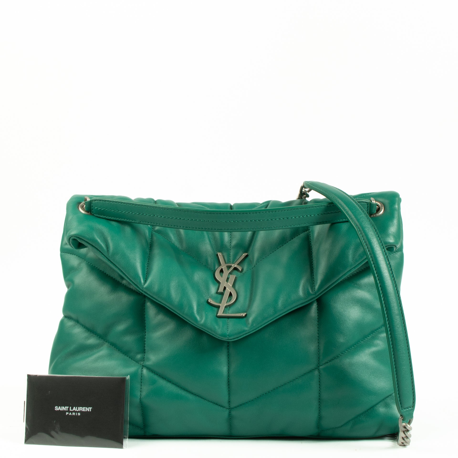 Saint Laurent Field Green Lambskin Medium Puffer Bag