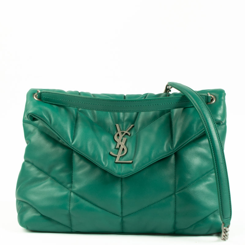 Saint Laurent Field Green Lambskin Medium Puffer Bag