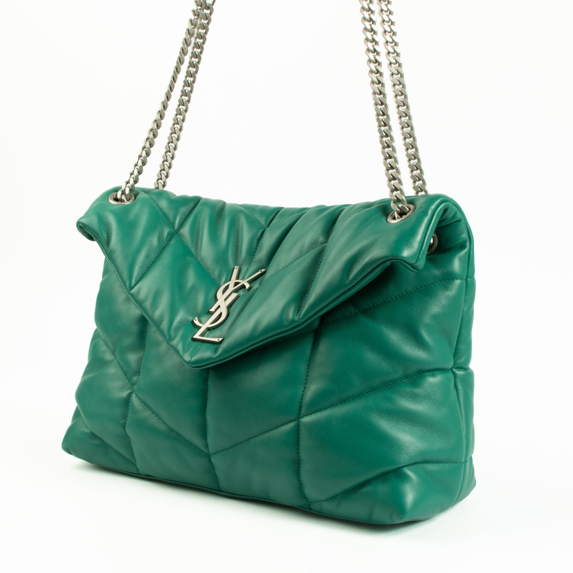 Saint Laurent Field Green Lambskin Medium Puffer Bag