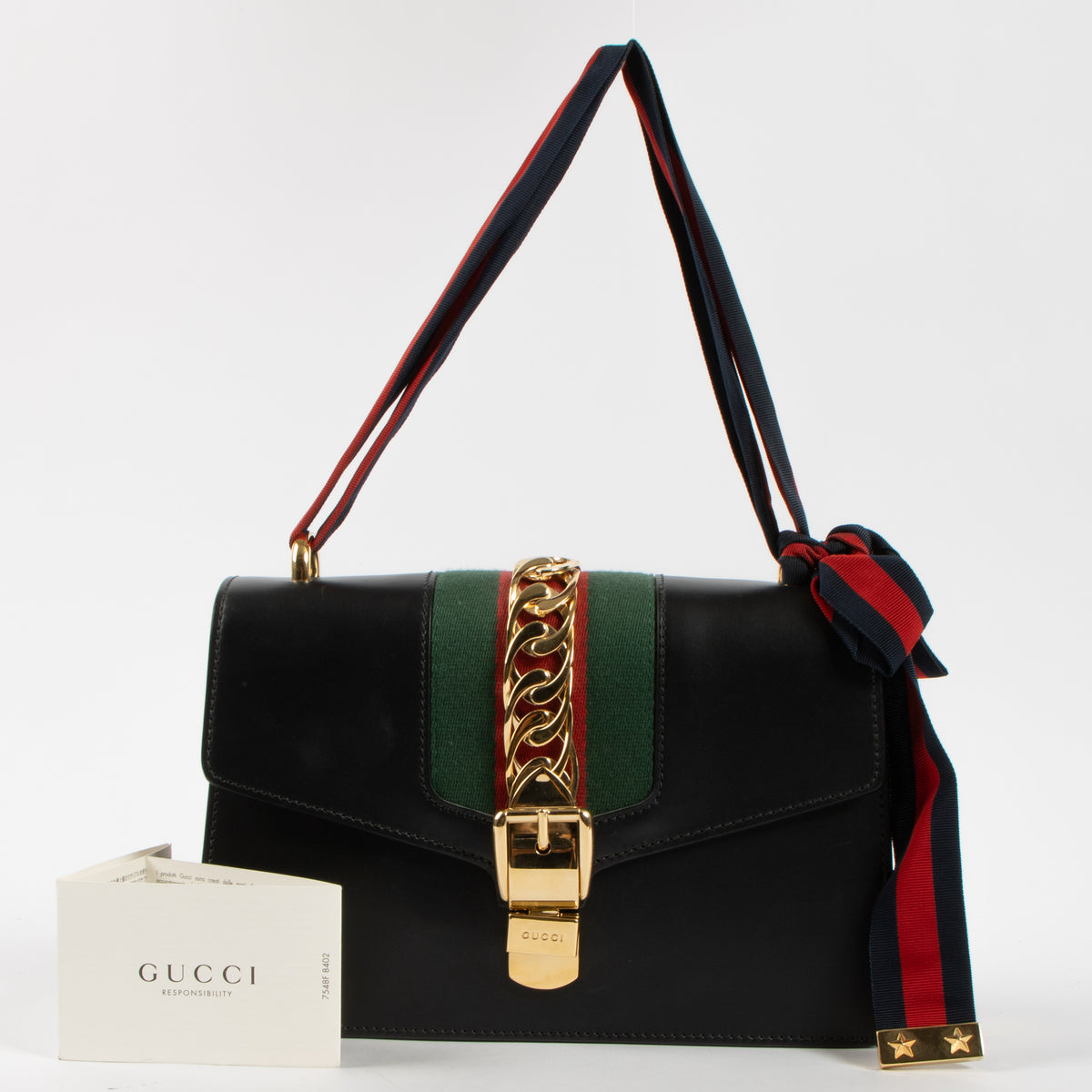 Gucci Black Vintage Web Medium Sylvie Shoulder bag