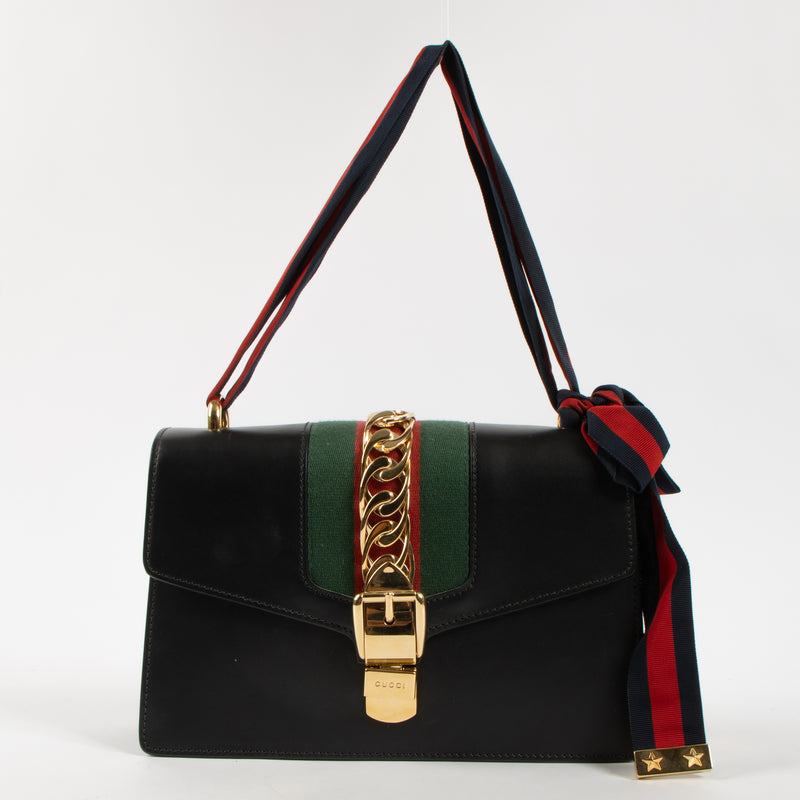 Gucci Black Vintage Web Medium Sylvie Shoulder bag