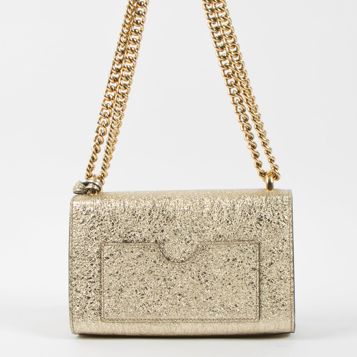 Gucci Gold Crinkled Leather Small Padlock Bag