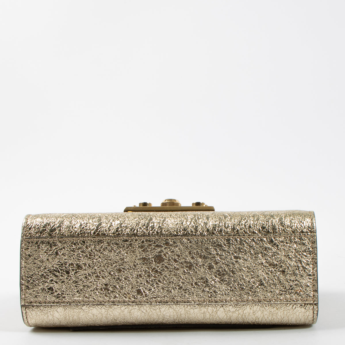 Gucci Gold Crinkled Leather Small Padlock Bag