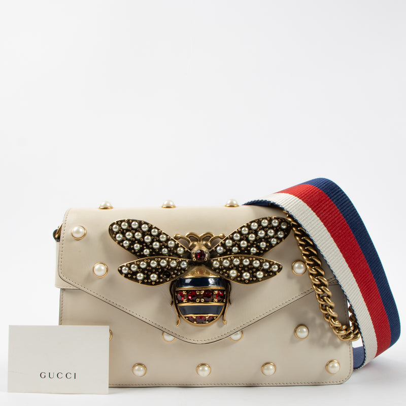 Gucci White Queen Margaret Broadway Shoulder Bag