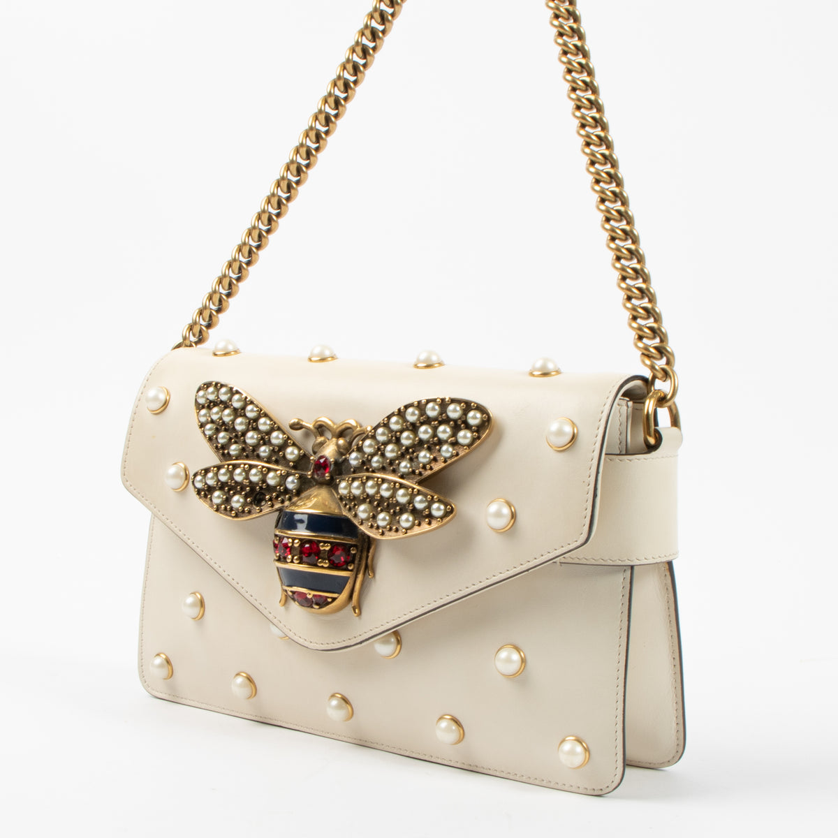 Gucci White Queen Margaret Broadway Shoulder Bag