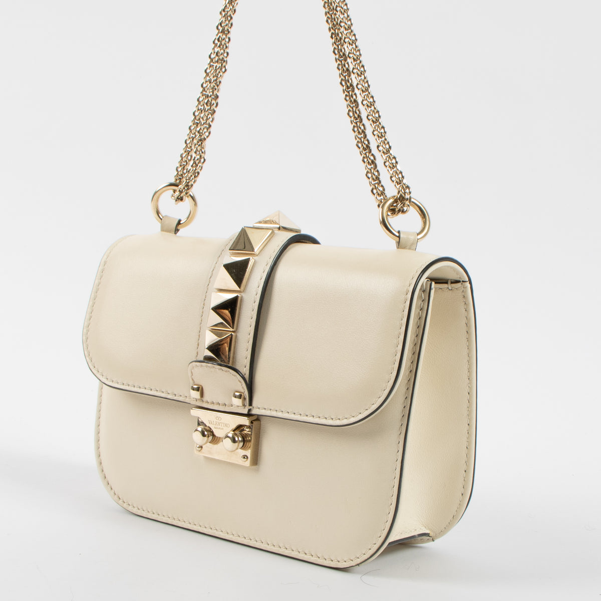 Valentino Garavani Off White Glam Lock Small Bag