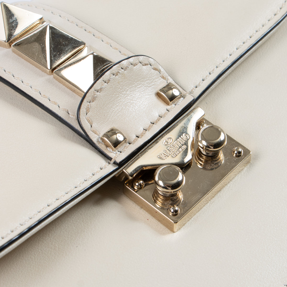 Valentino Garavani Off White Glam Lock Small Bag