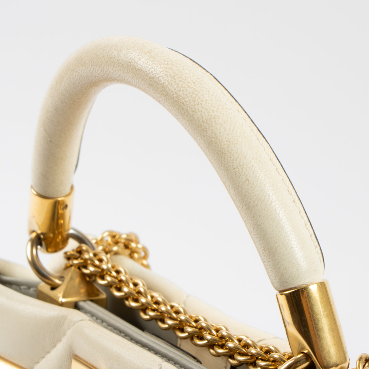 Valentino Garavani White Roman Stud Small The Handle Bag