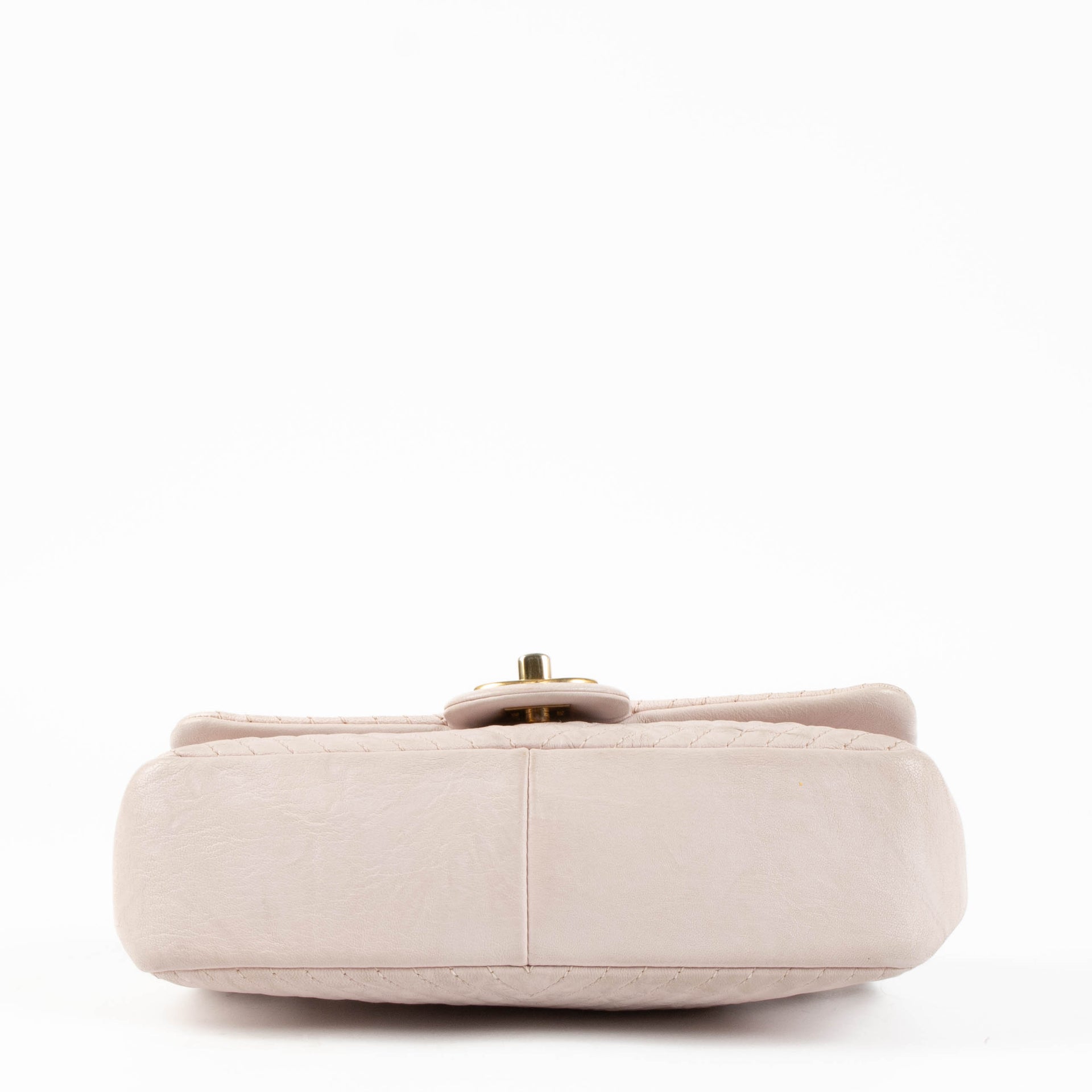 Chanel Pink Goatskin Small Chevron Medaillon Flap Bag