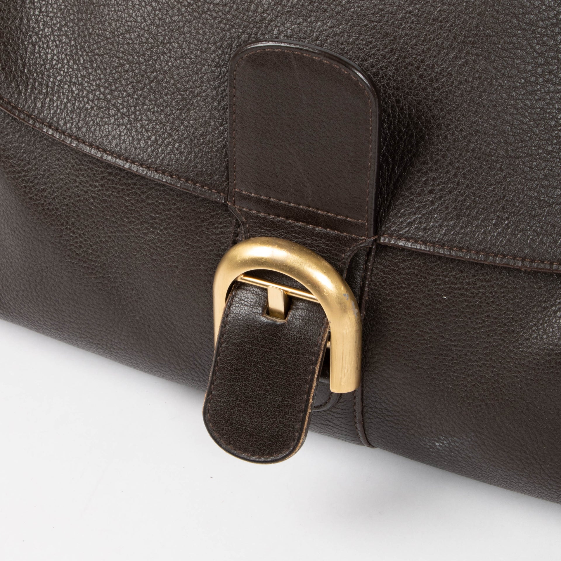 Delvaux Besace Taurillon Crispe Café Brillant Bag
