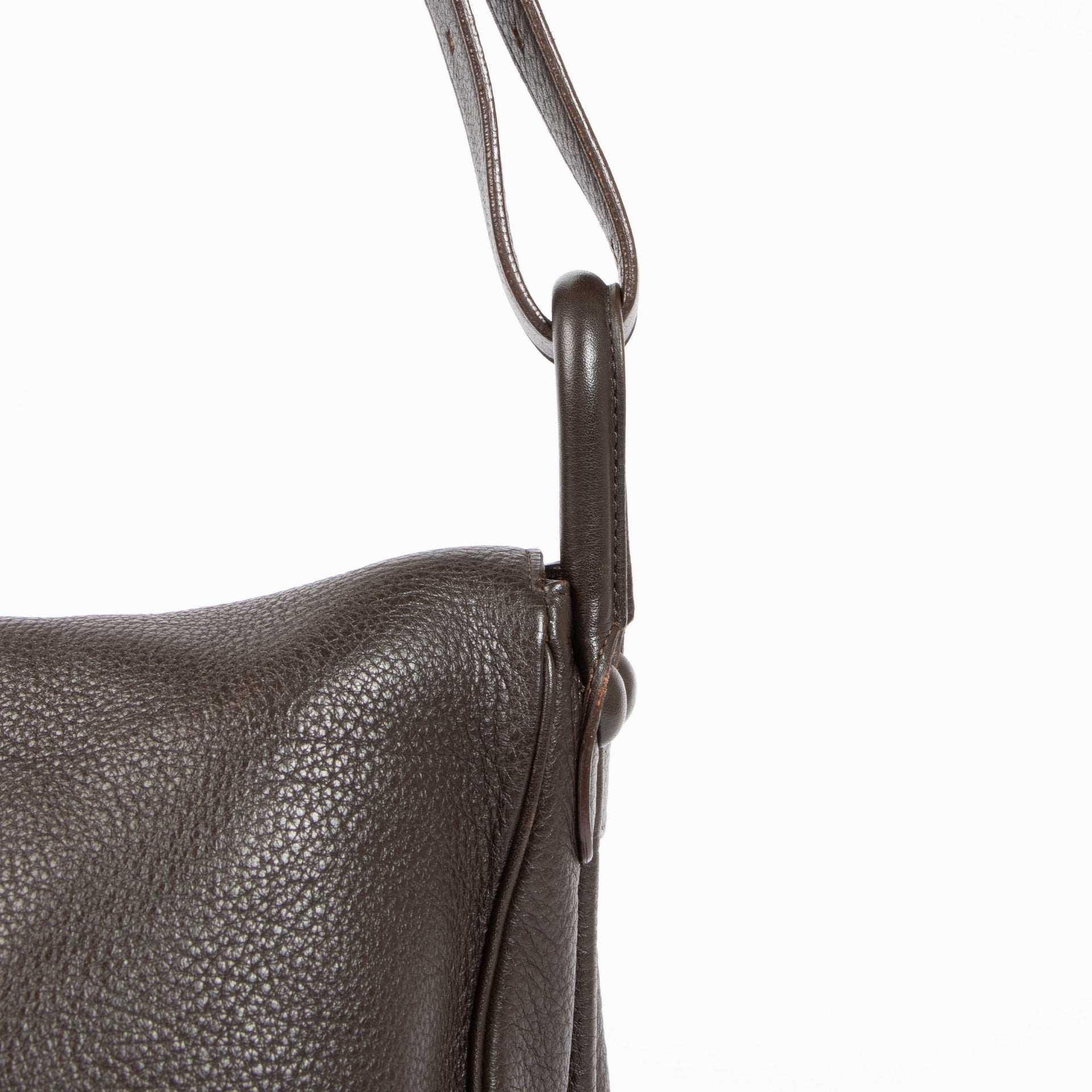 Delvaux Besace Taurillon Crispe Café Brillant Bag