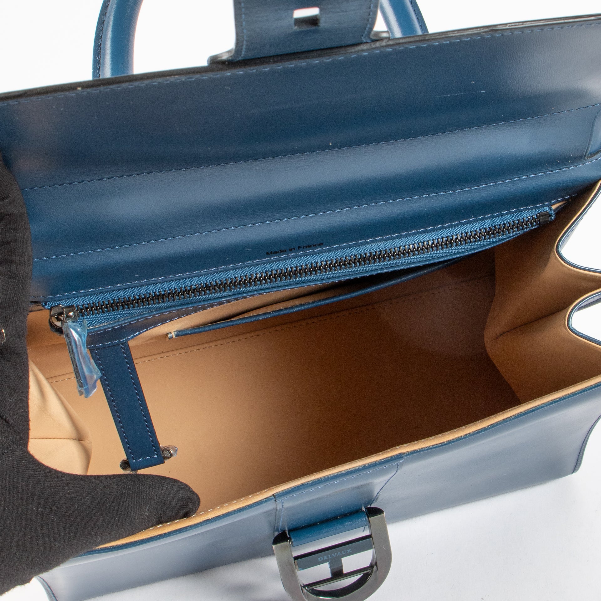 Delvaux Bleu de Prusse Box Calf Brillant MM Bag