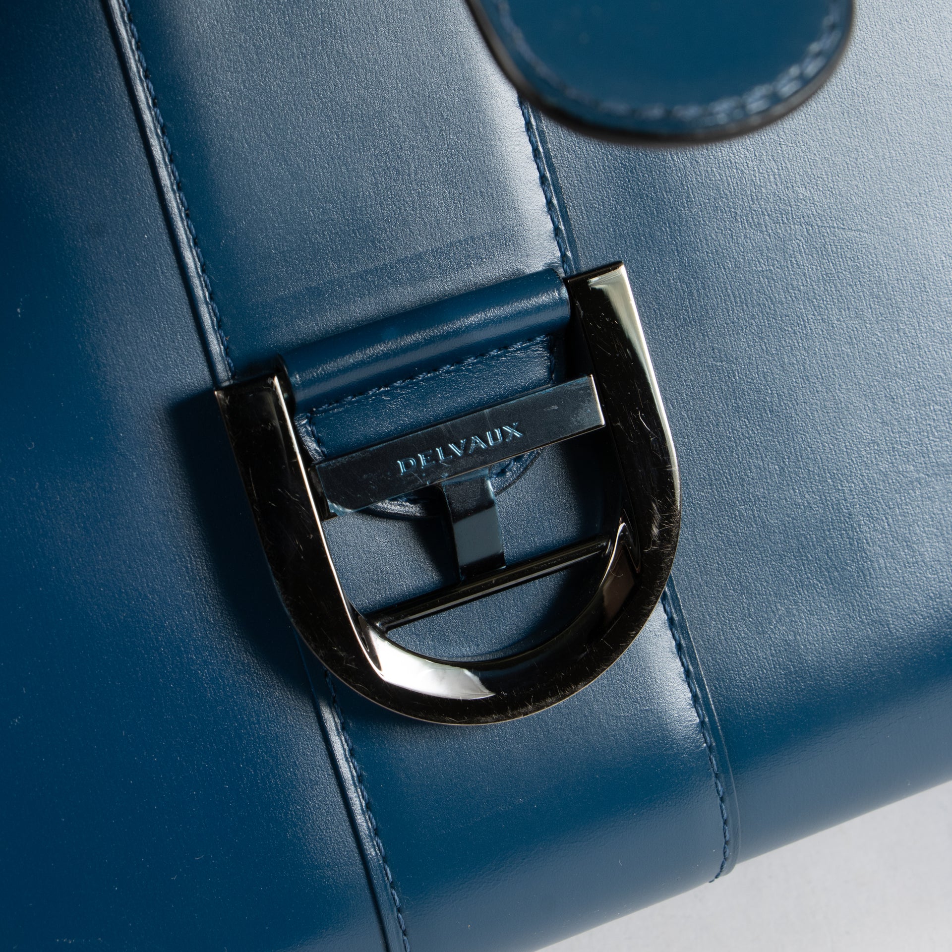 Delvaux Bleu de Prusse Box Calf Brillant MM Bag