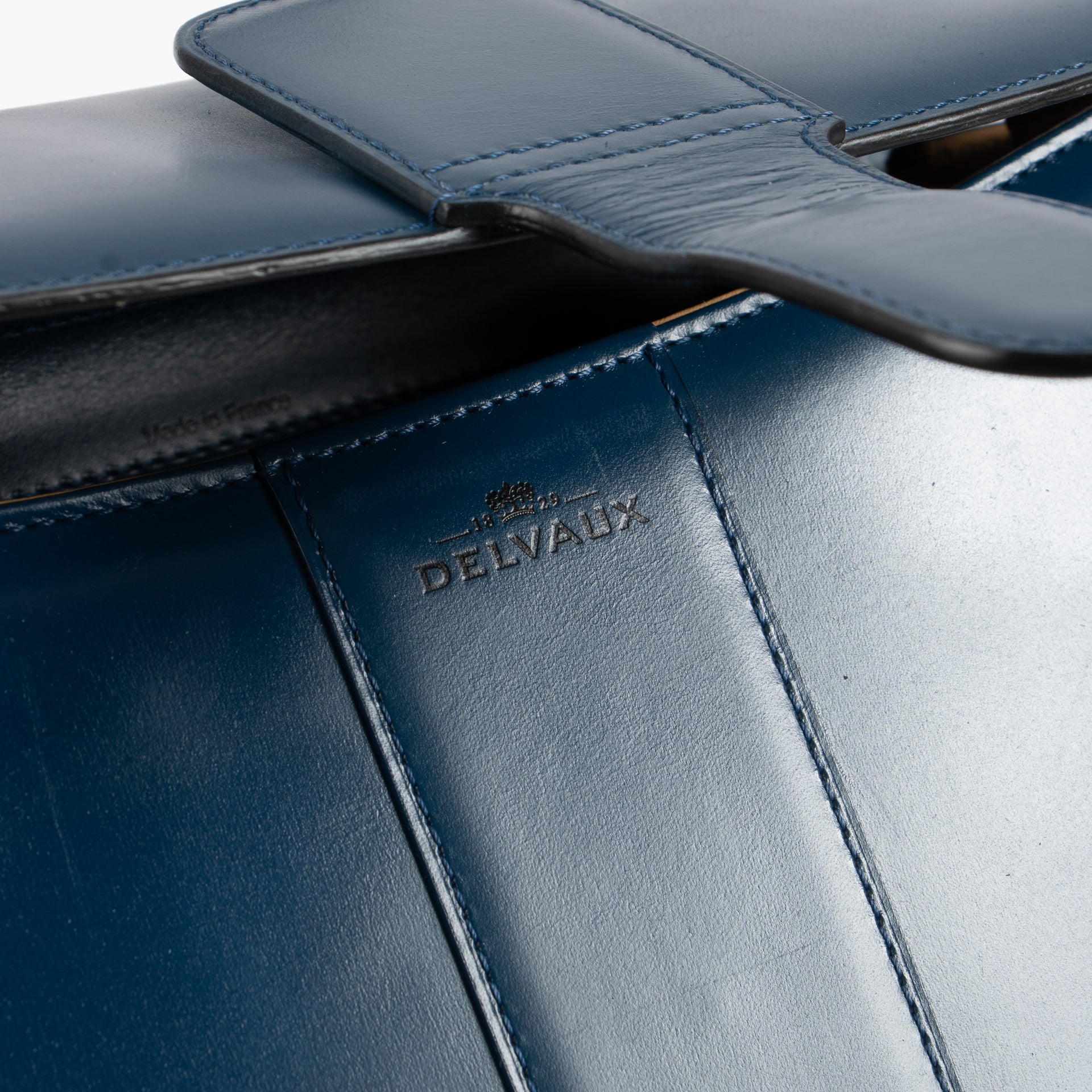 Delvaux Bleu de Prusse Box Calf Brillant MM Bag
