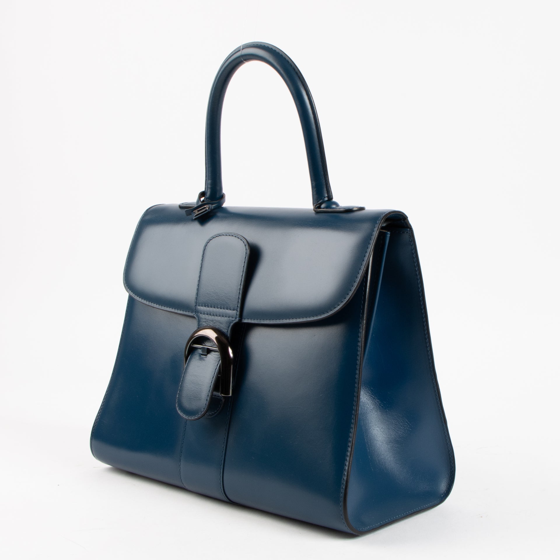 Delvaux Bleu de Prusse Box Calf Brillant MM Bag