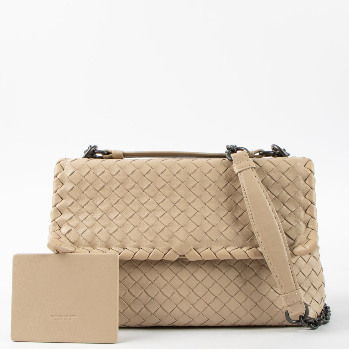 Shop this authentic Bottega Veneta Beige Intrecciato Small Olimpia Bag Pre-Loved on Labellov.com
