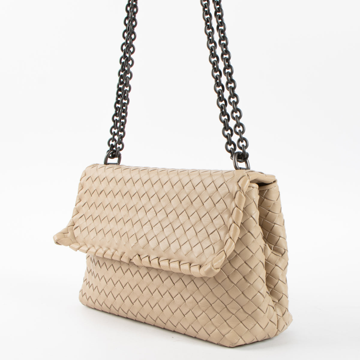 Shop this authentic Bottega Veneta Beige Intrecciato Small Olimpia Bag Pre-Loved on Labellov.com