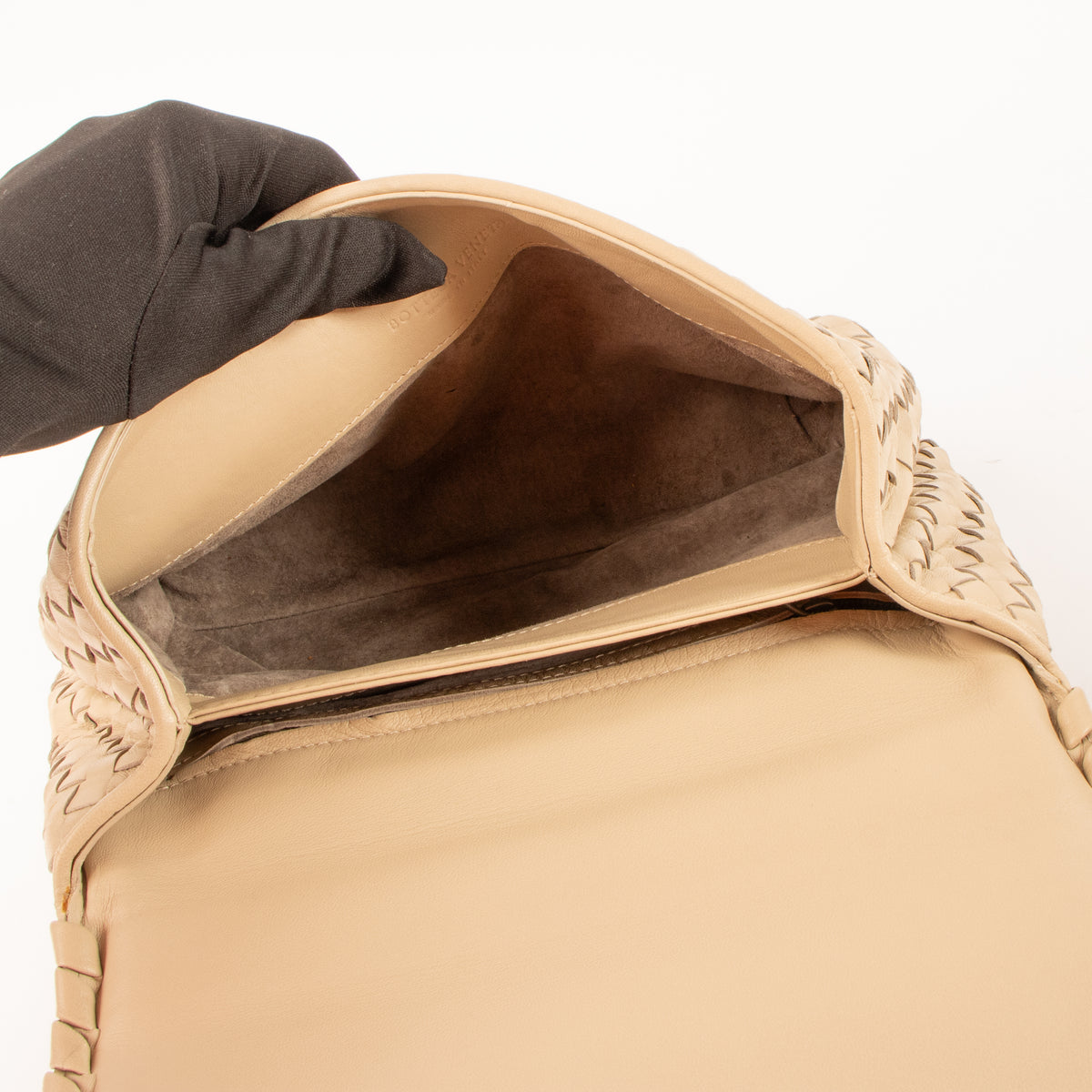 Shop this authentic Bottega Veneta Beige Intrecciato Small Olimpia Bag Pre-Loved on Labellov.com