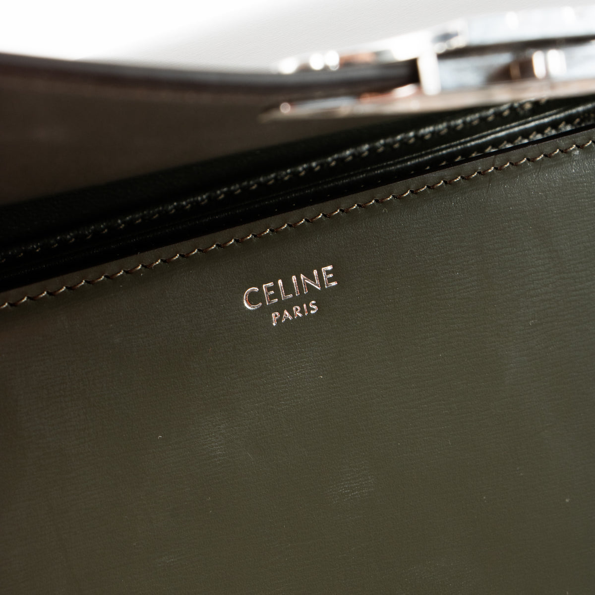 Celine Forest Green Shiny Calfskin Classique Triomphe Bag