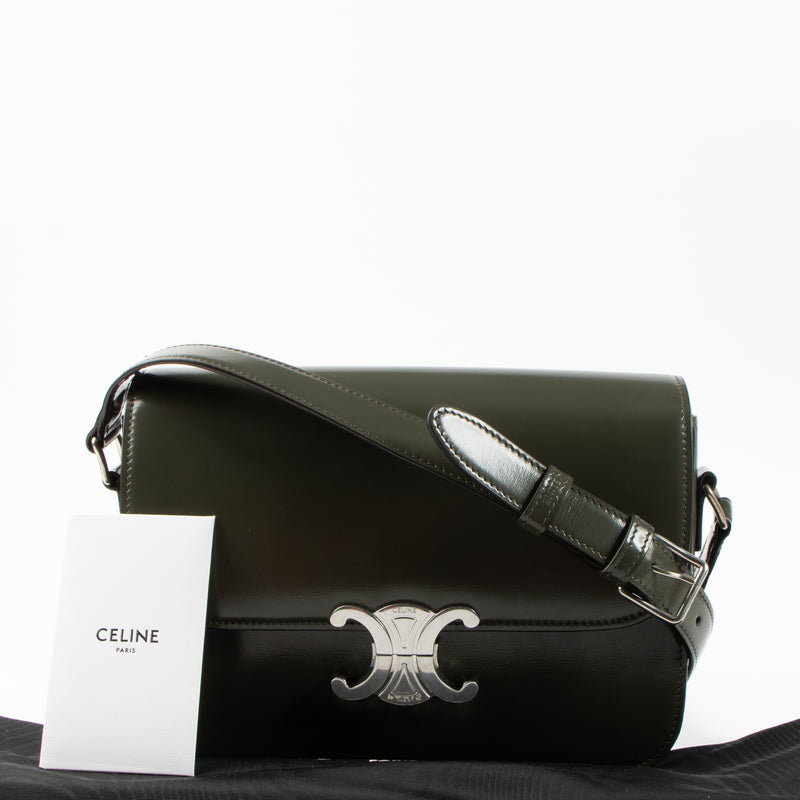 Celine Forest Green Shiny Calfskin Classique Triomphe Bag