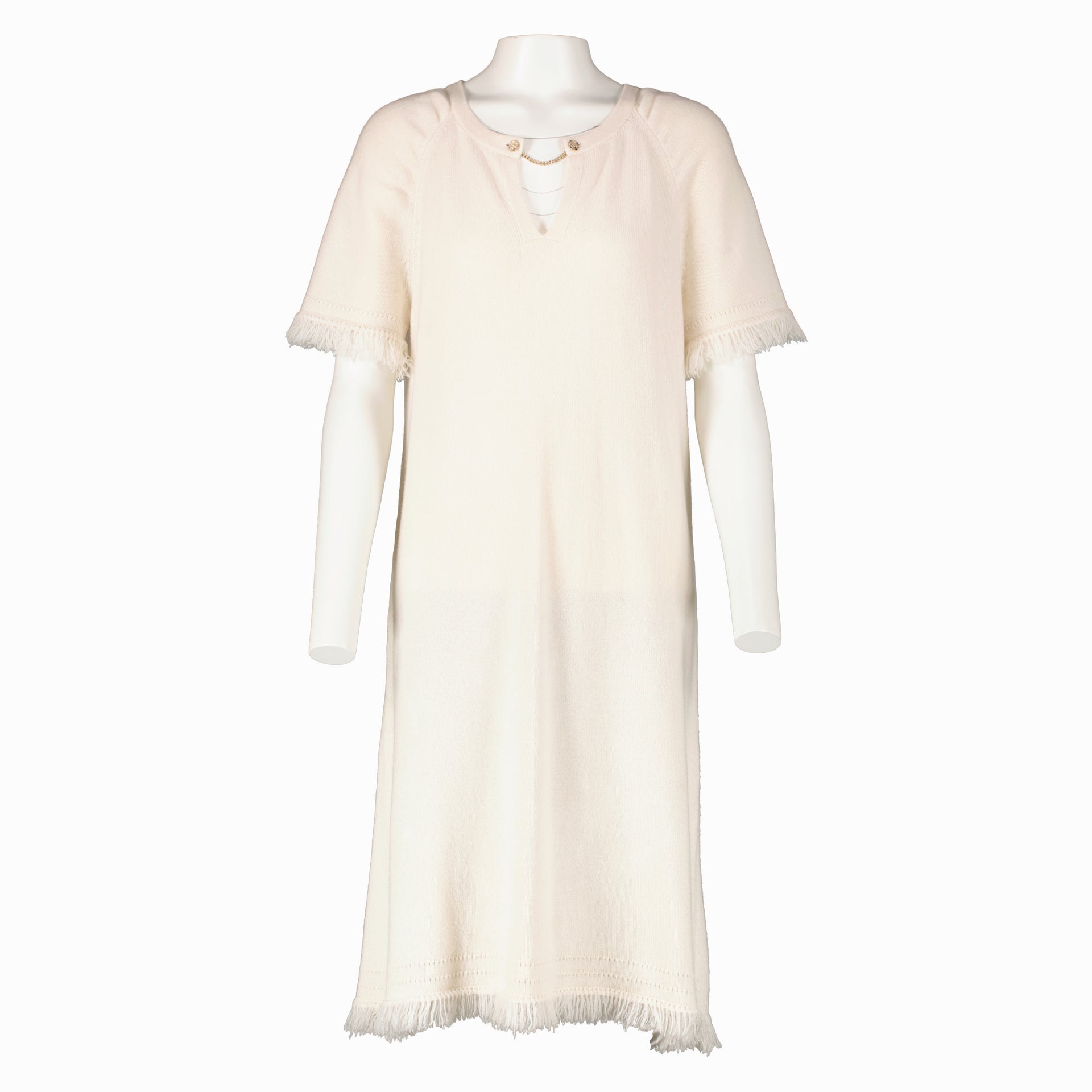 Chanel 18C Beige Knitted Dress - Size 42