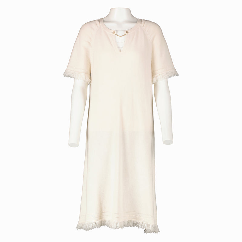 Chanel 18C Beige Knitted Dress - Size 42