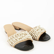 Shop safe online authentic second hand Chanel Beige Pearl Mules - size 37,5