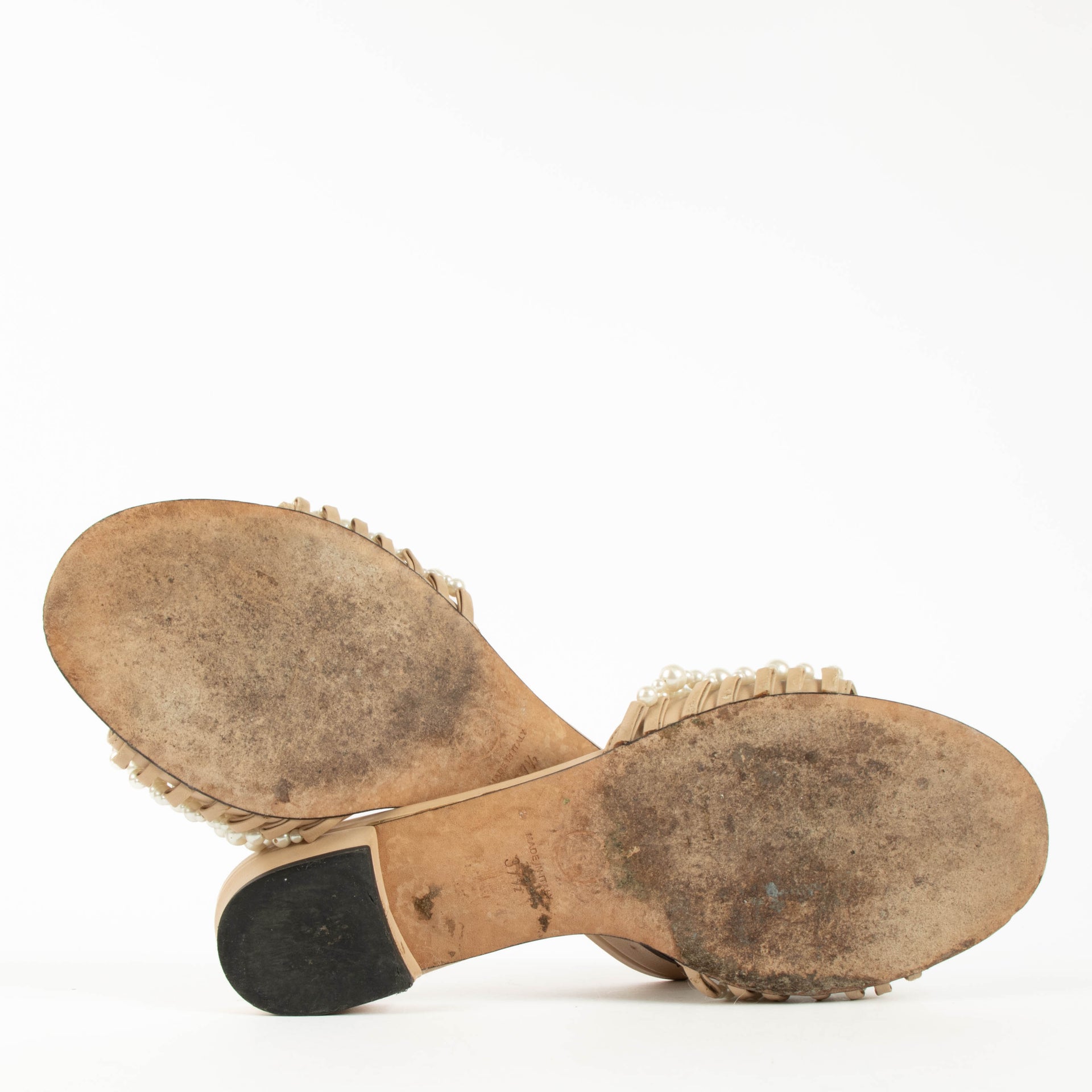 Chanel Beige Pearl Mules - size 37,5