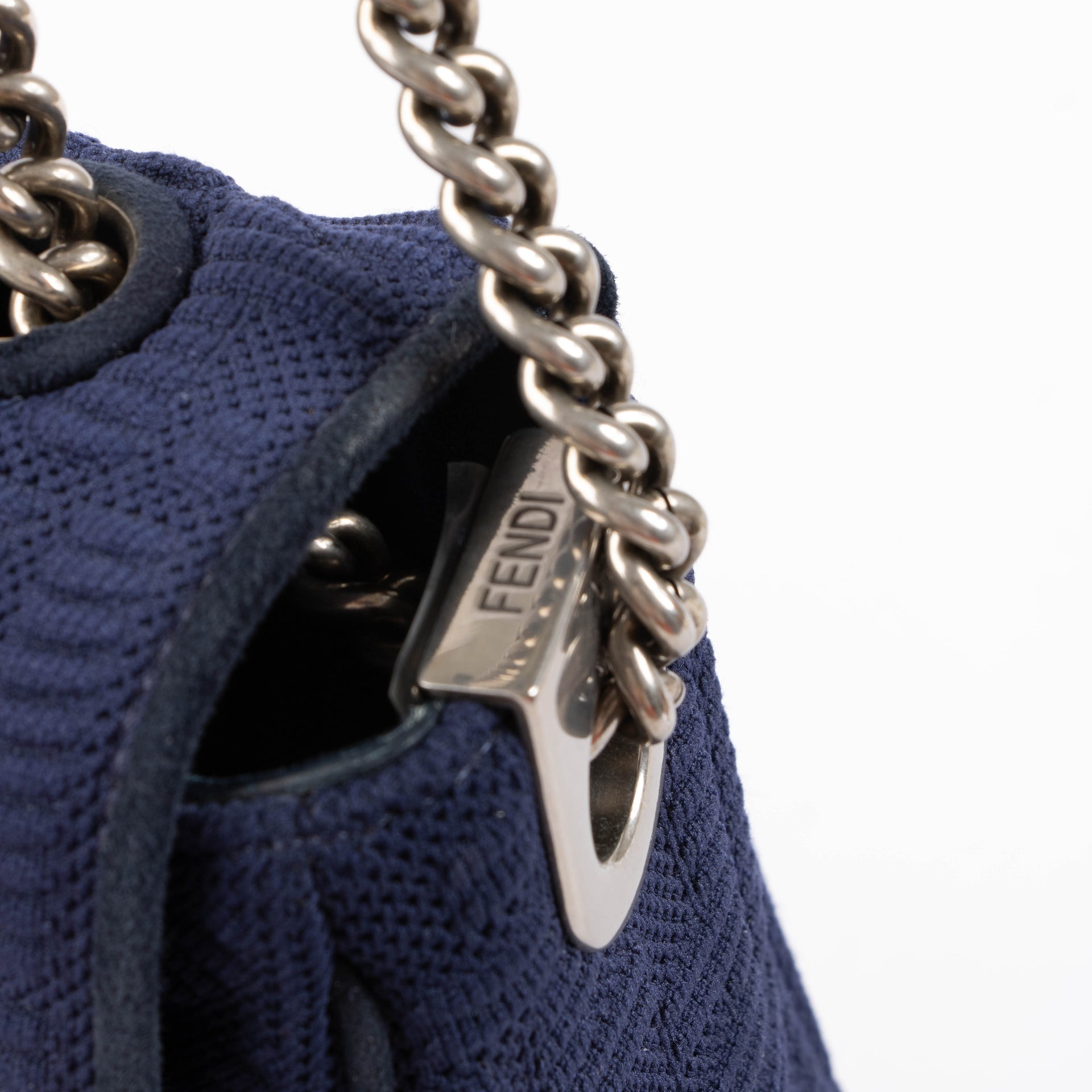 Sac Fendi Baguette grand format à chaîne motif FF bleu