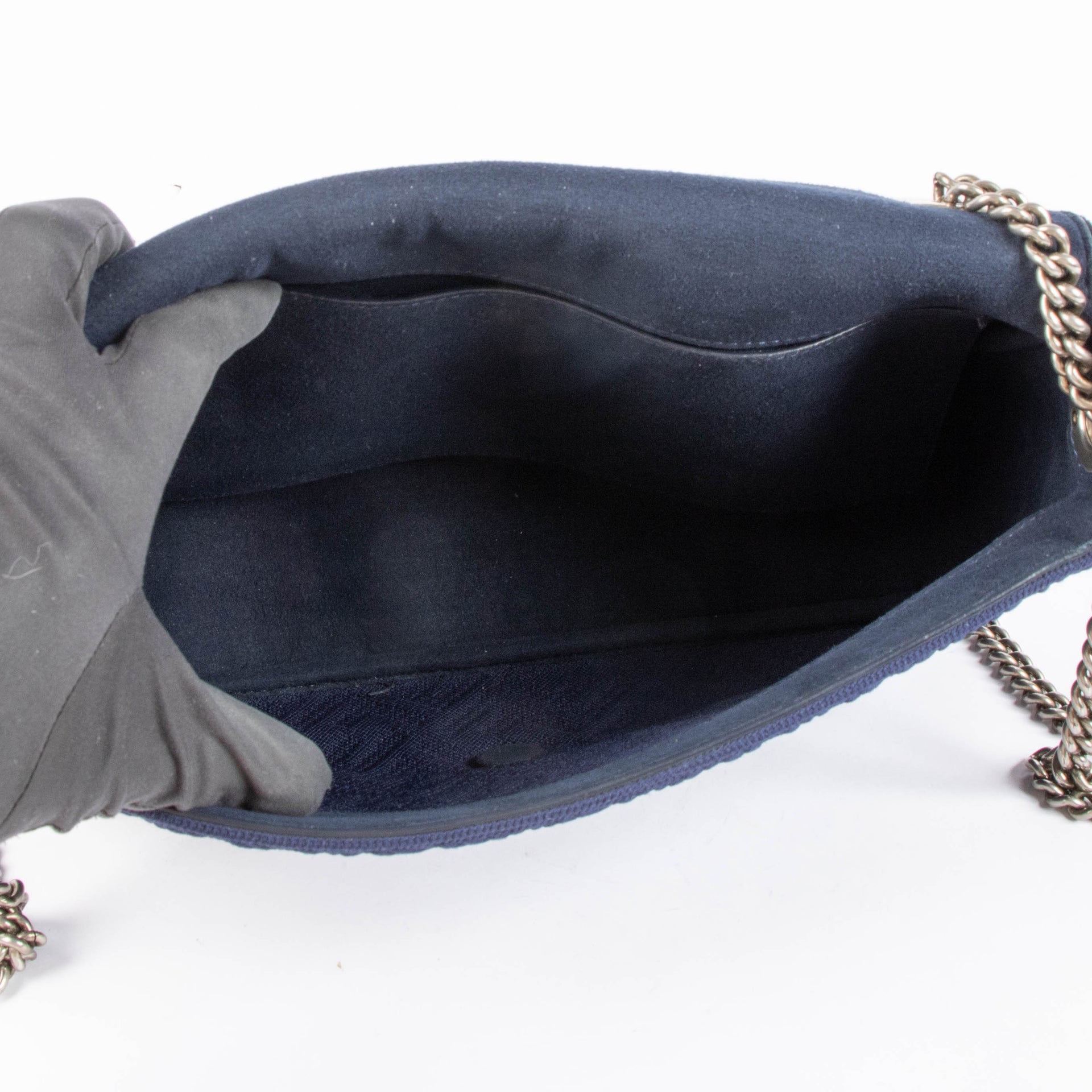 Sac Fendi Baguette grand format à chaîne motif FF bleu