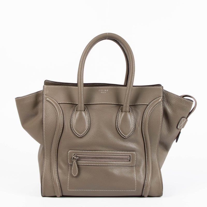 Celine Taupe Supple Calfskin Mini Luggage Bag