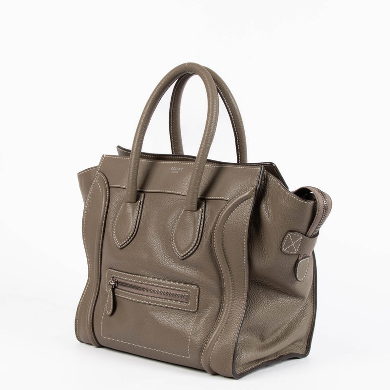 Celine Taupe Supple Calfskin Mini Luggage Bag