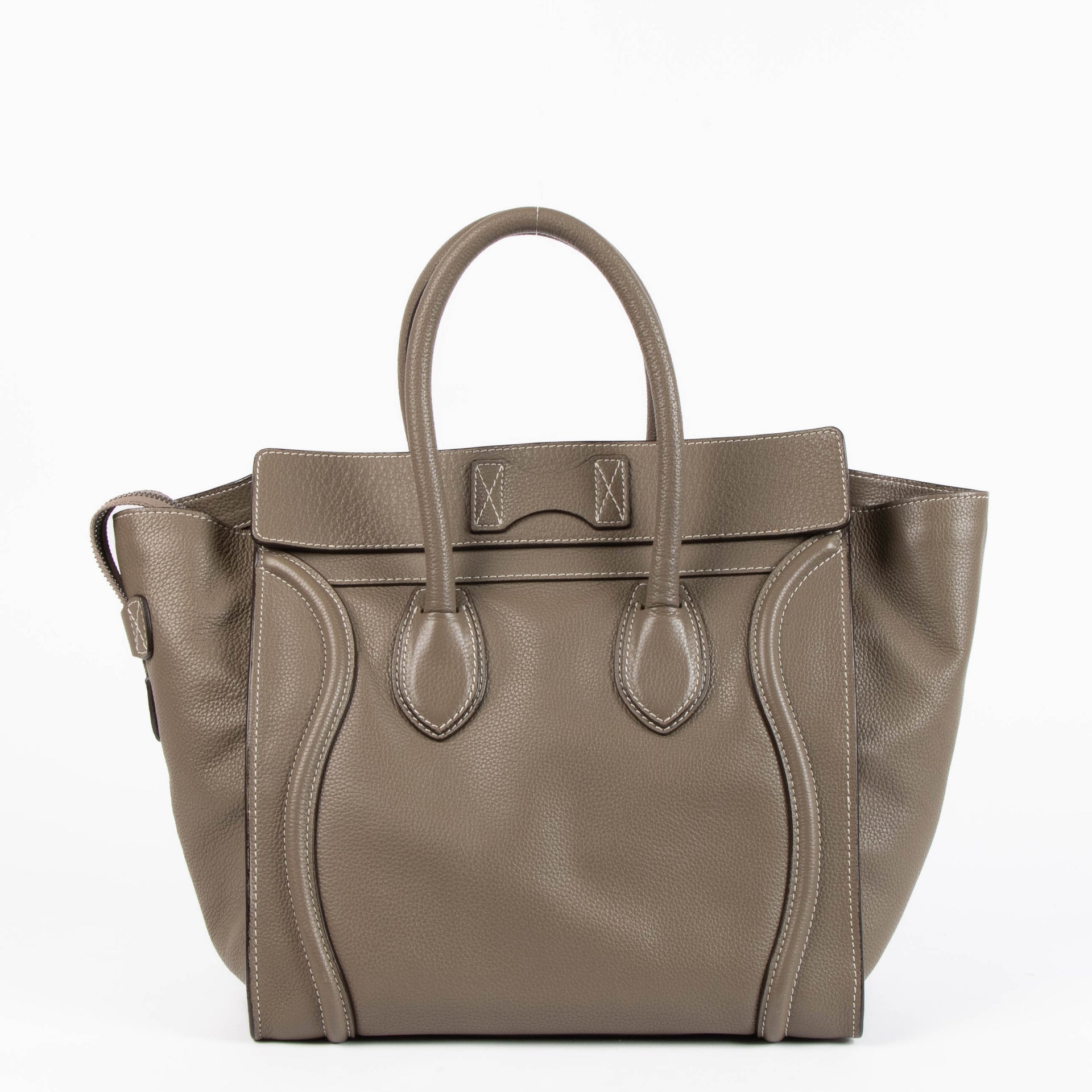 Celine Taupe Supple Calfskin Mini Luggage Bag