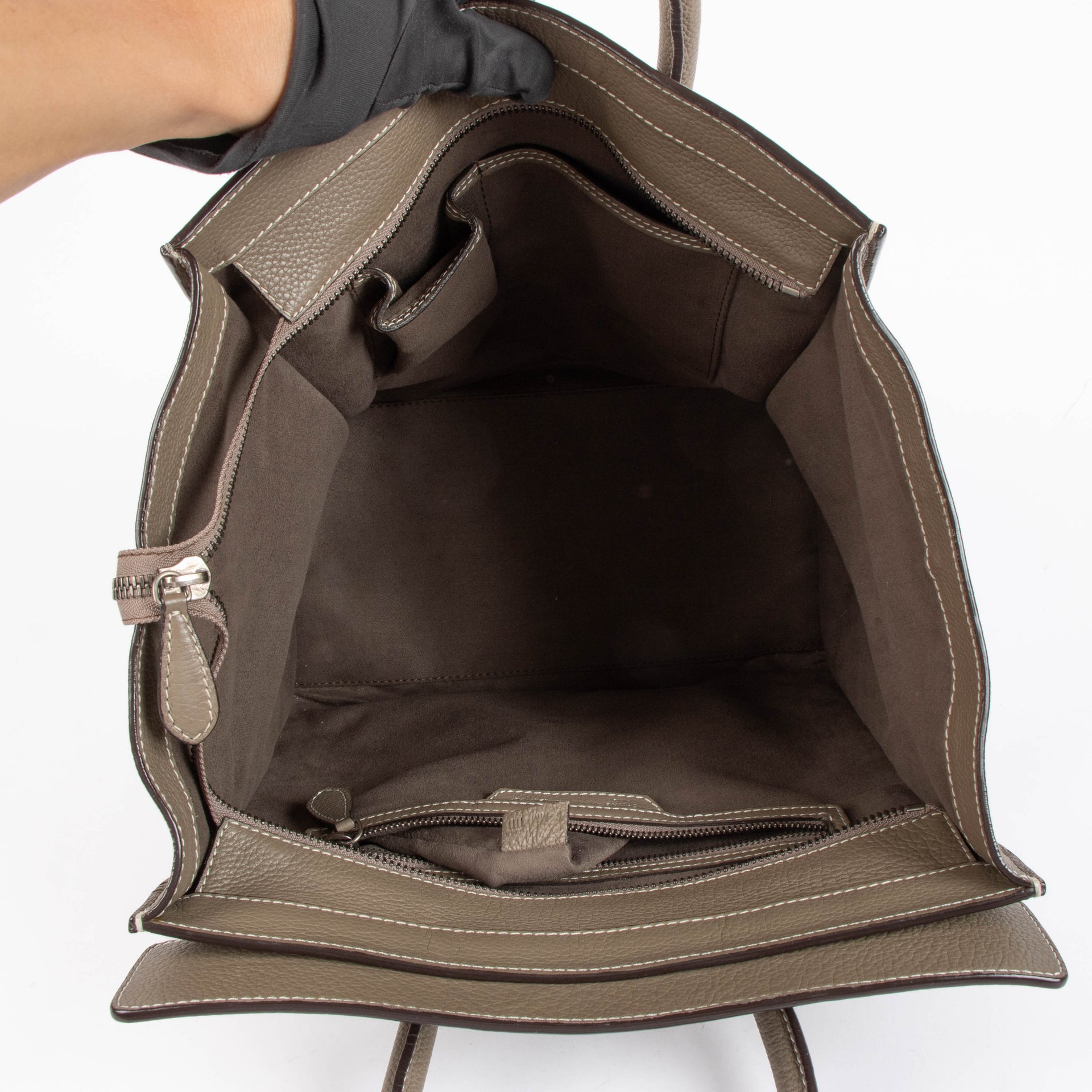 Celine Taupe Supple Calfskin Mini Luggage Bag